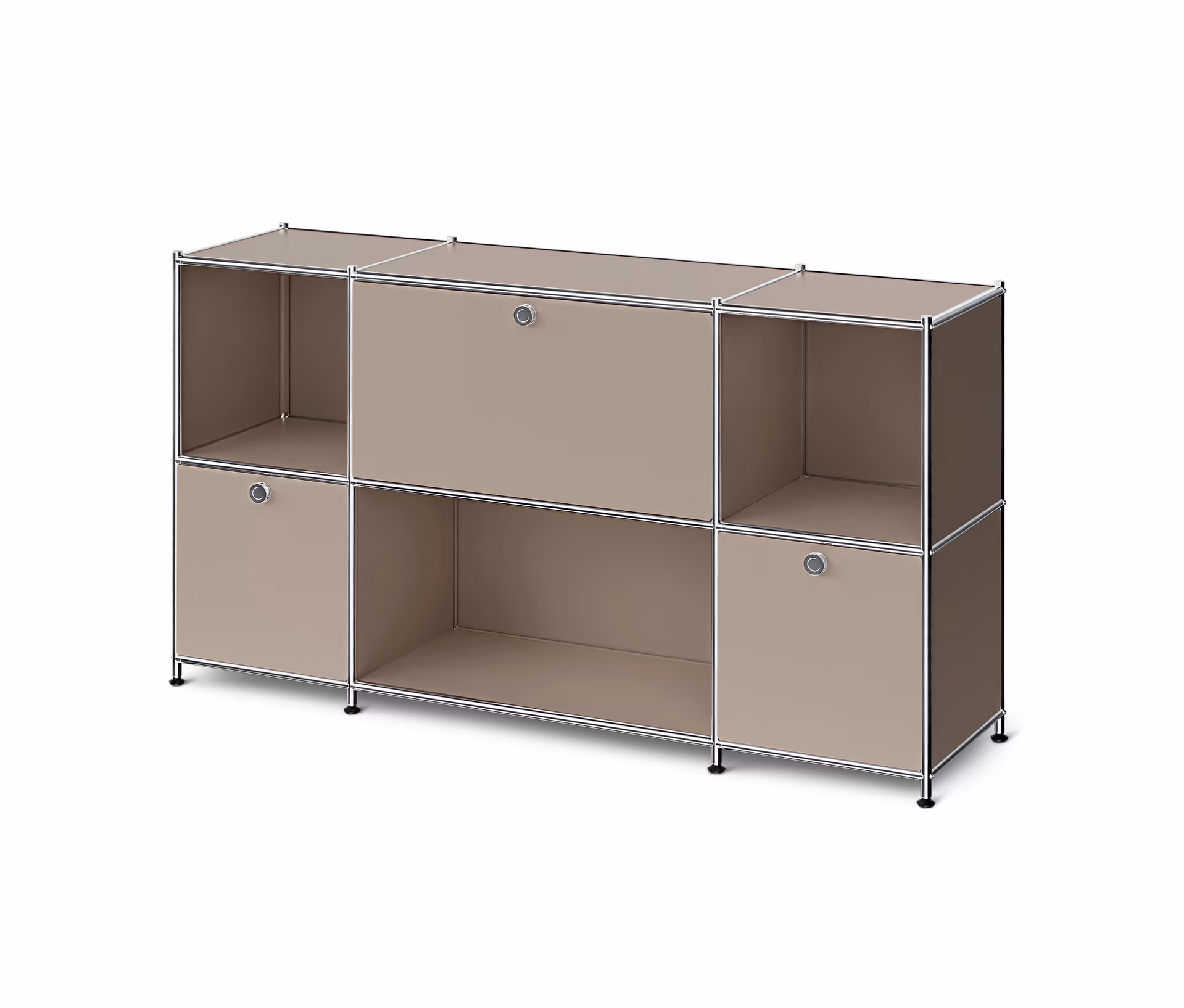 Tchibo - Metalowa szafka typu sideboard „Cn3” z 3 klapami, szarobeżowa