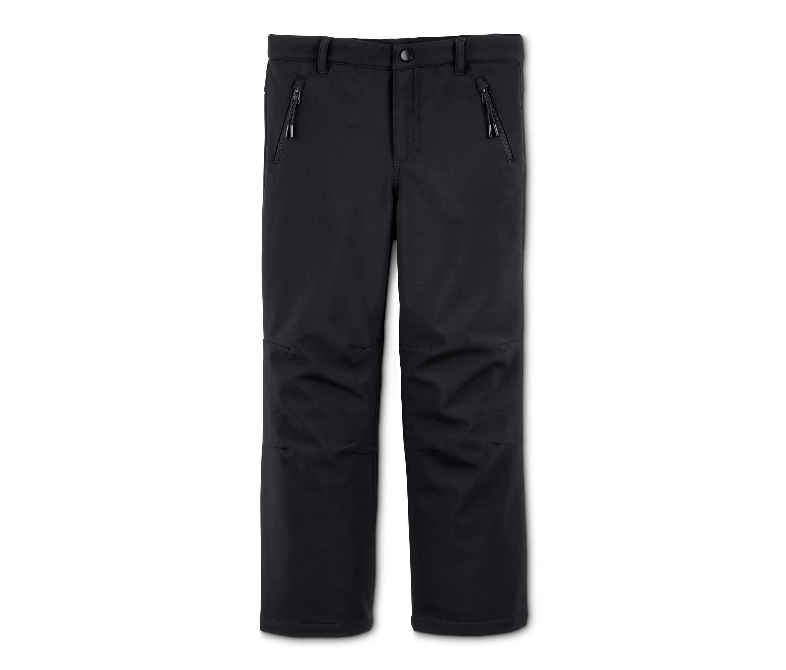 Czarne spodnie softshell z materiału z recyklingu.