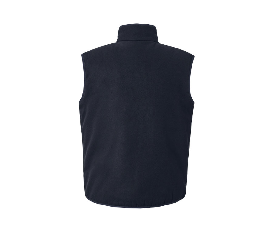 Granatowa kamizelka dwustronna ze stójką.