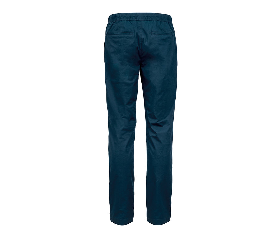 Granatowe spodnie chino.