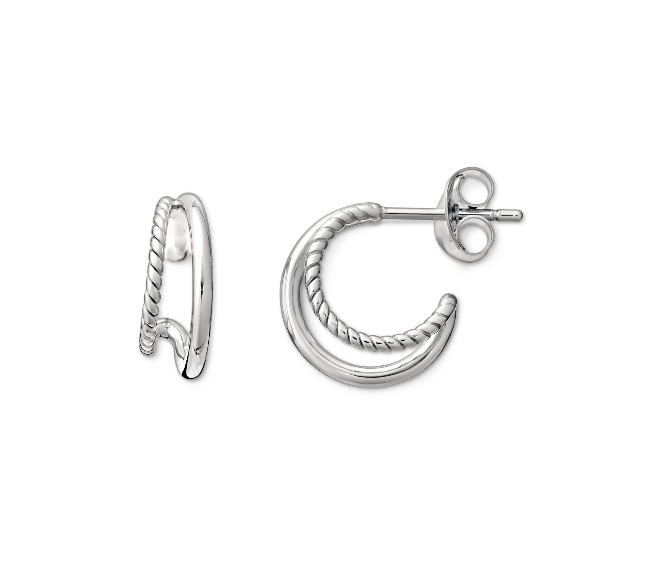 Tchibo - Podwójne kolczyki kreole - kolor: srebrny