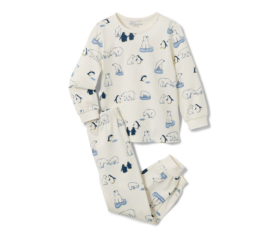 Piżama z motywem niedźwiedzi polarnych i pingwinów.