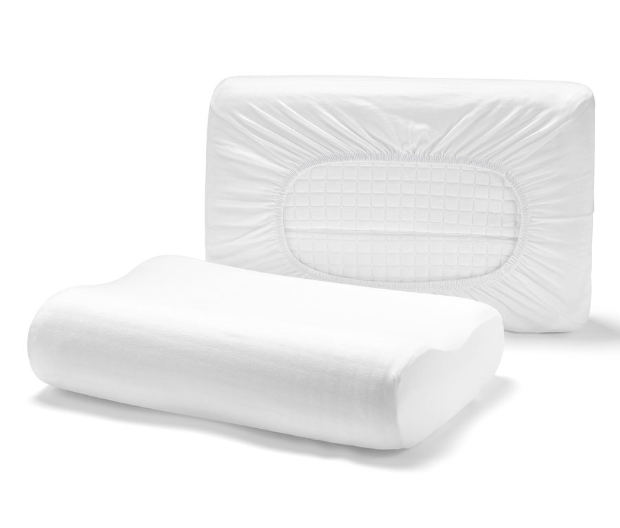 Dwie białe dżersejowe poszewki z gumką na poduszki.