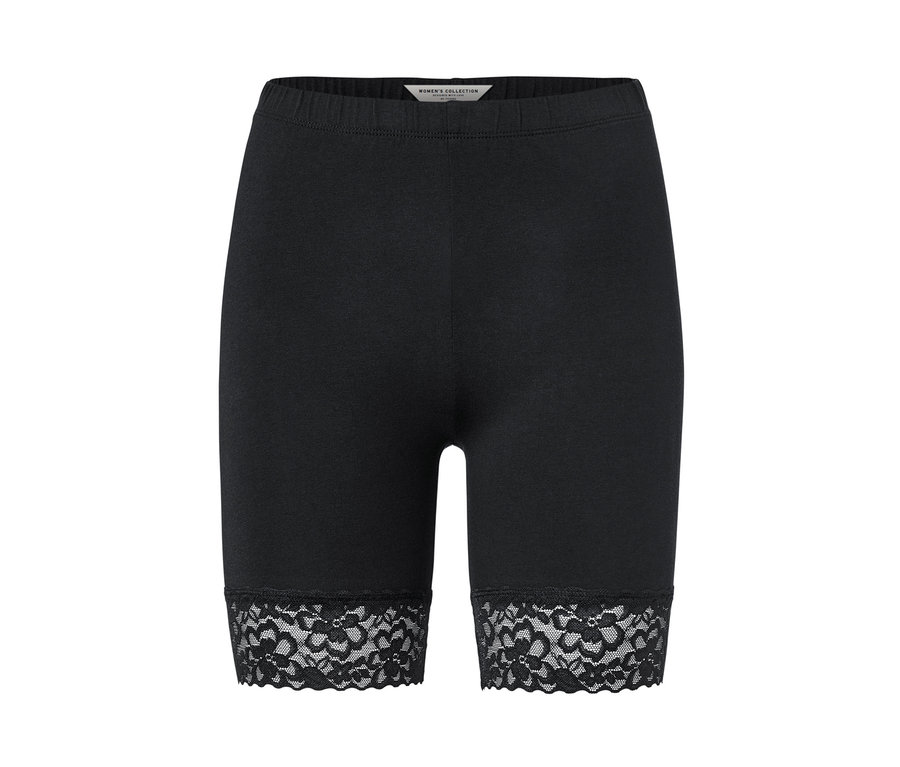 Czarne kolarki z koronkowym wykończeniem.