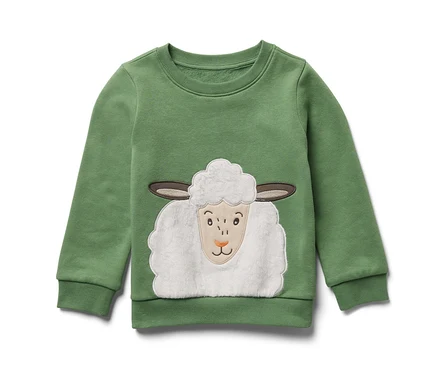 Zielona bluza dziecięca z aplikacją owcy.