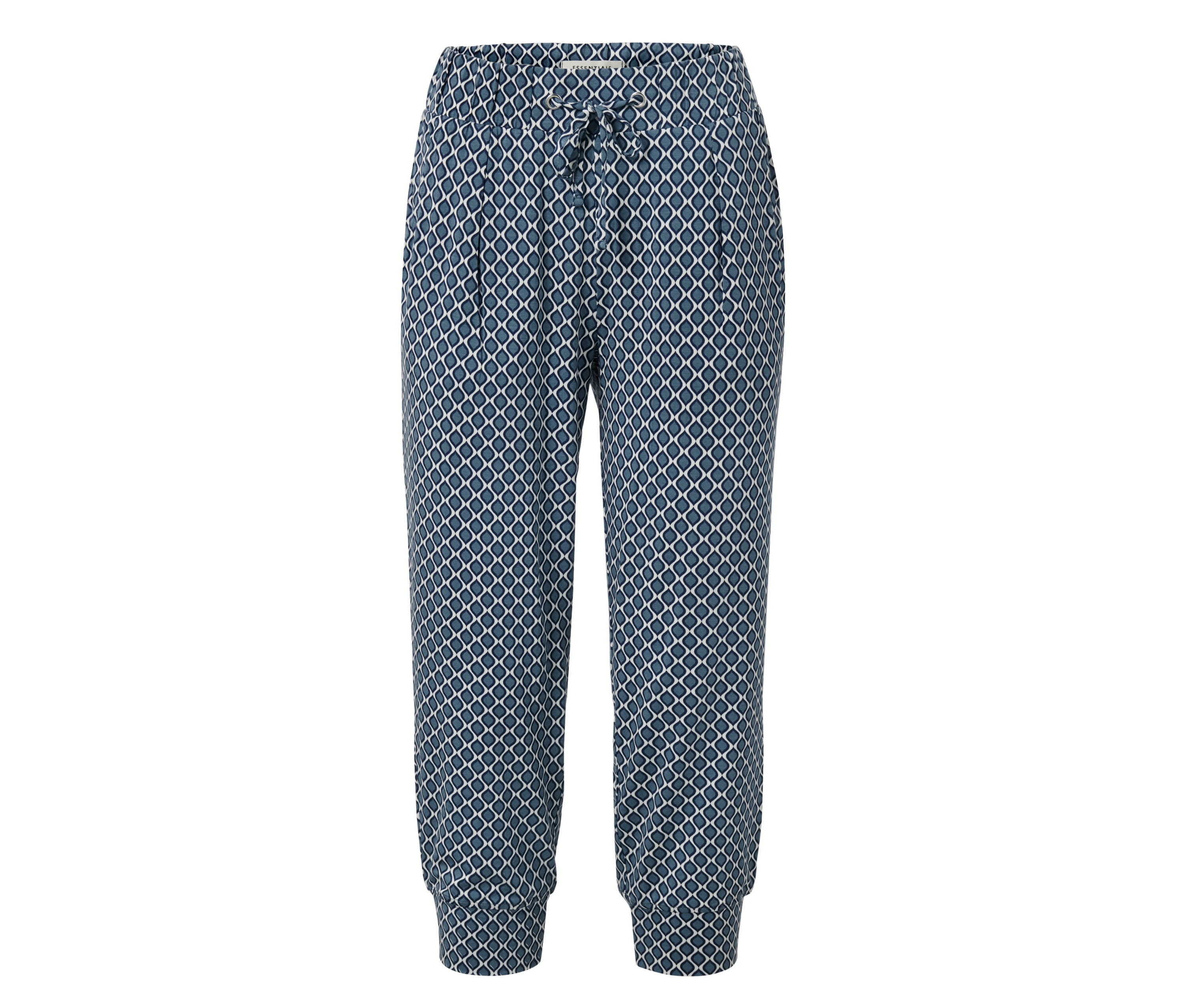 Tchibo - Wzorzyste spodnie dżersejowe o długości 3/4- biały/niebieski/z nadrukiem