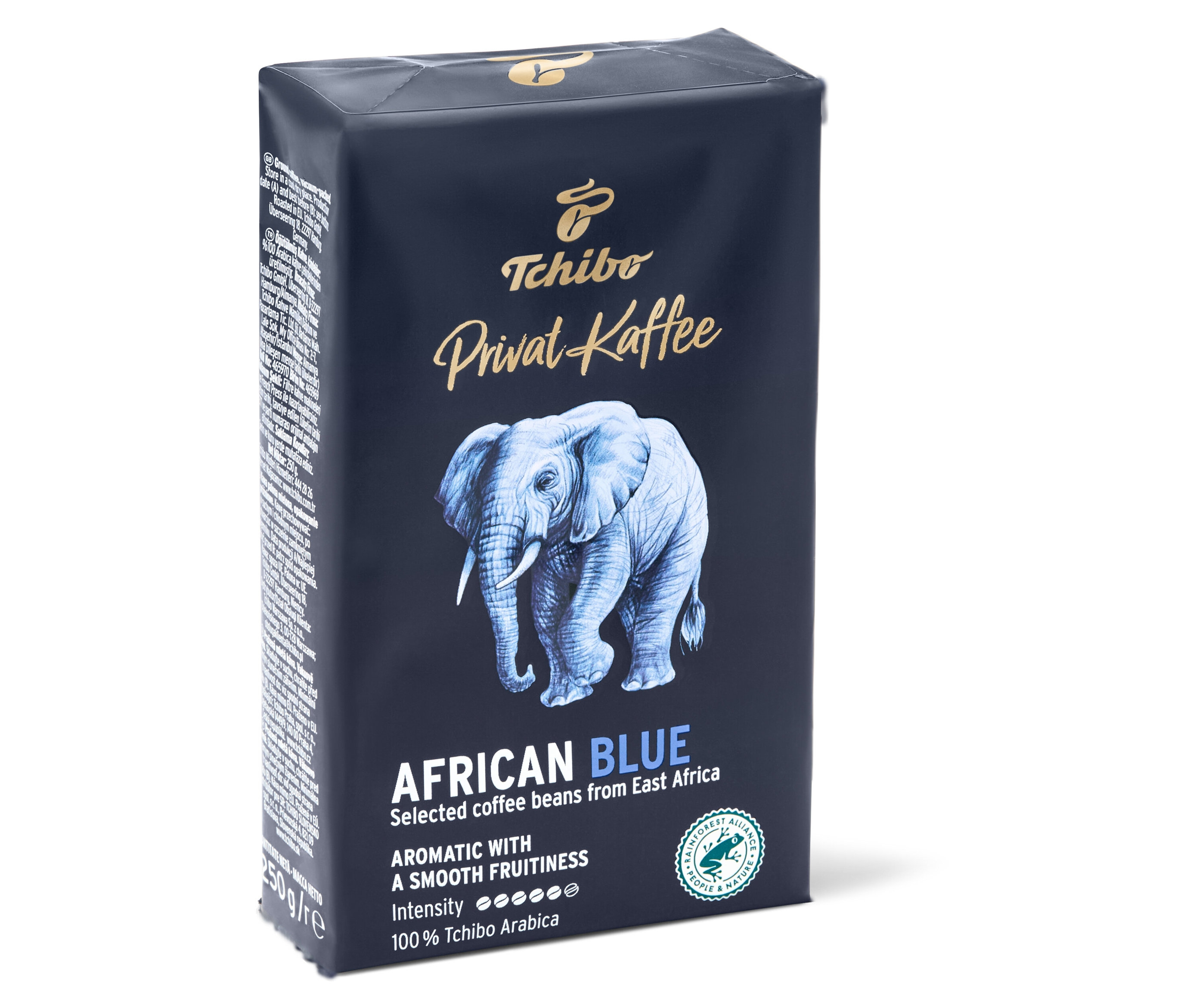 Opakowanie kawy palonej mielonej Privat Kaffee, African Blue, 250 g.