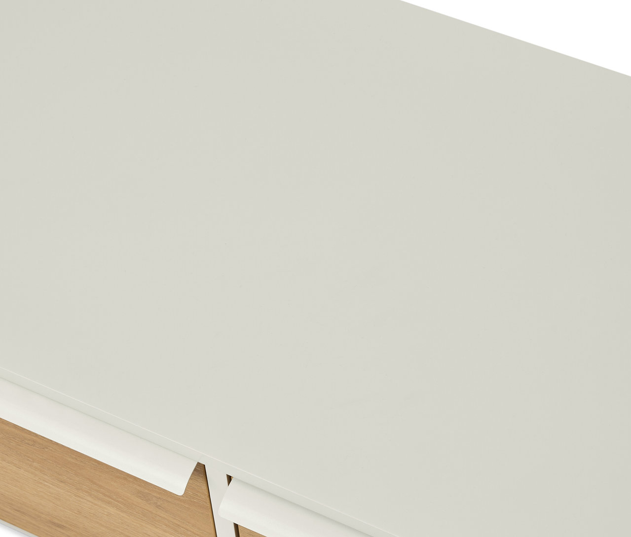 Szczegół blatu ławki »LEEG« z 2 szufladami.