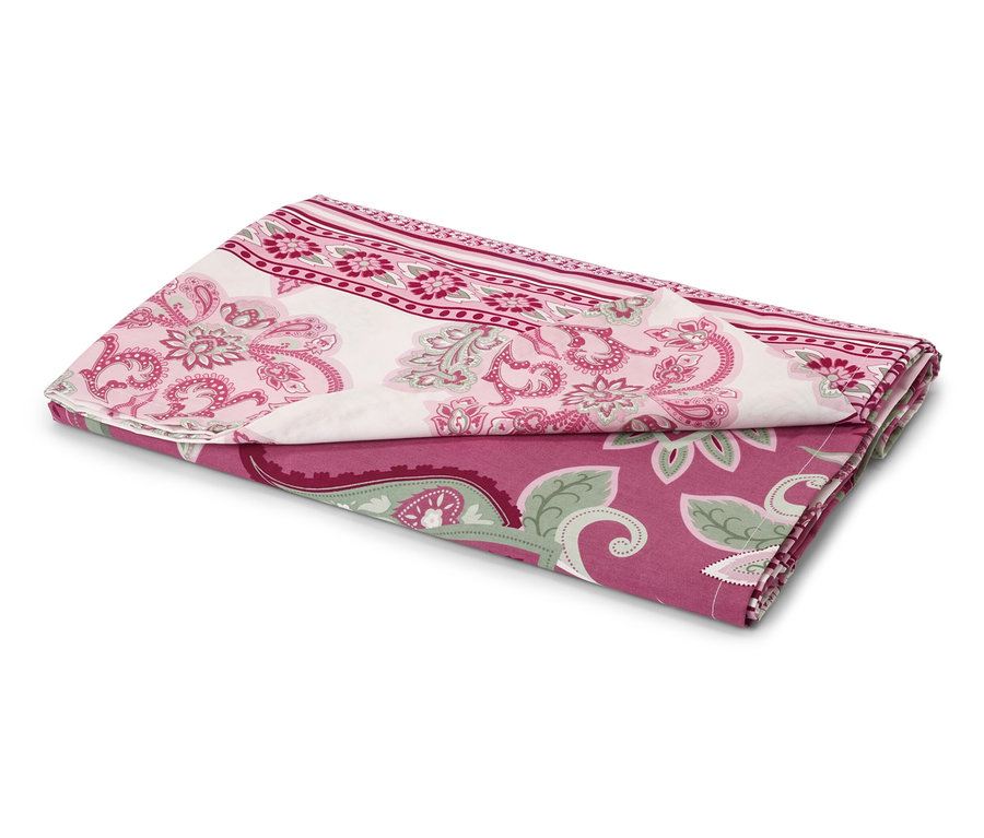 Złożony Renforcé-Multifunktions-Überwurf we wzory kwiatowe w kolorze różowym i zielonym.