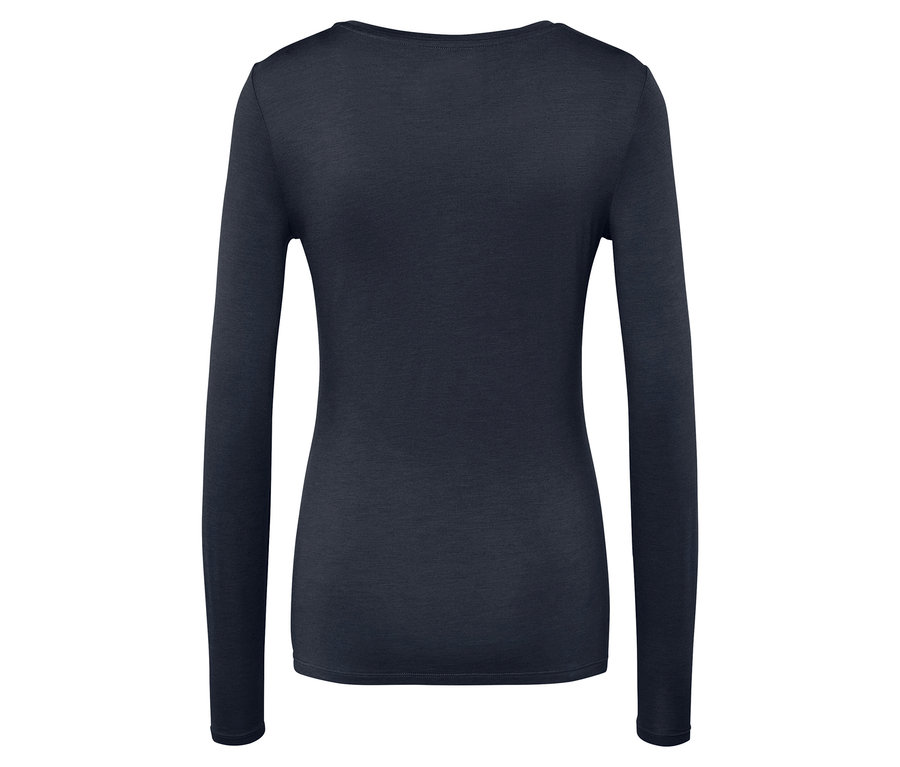 Granatowa koszulka z długim rękawem, widok z tyłu.