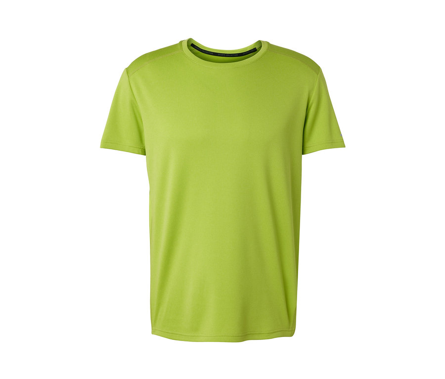 Limonkowa koszulka funkcyjna na białym tle.