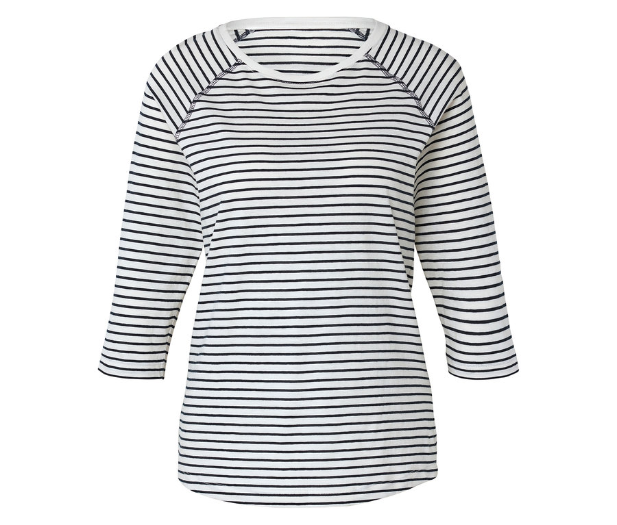 Pasiasta, biała koszula z długim rękawem w czarne paski.