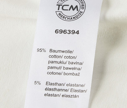 Etykieta z informacjami o materiale body niemowlęcego rosnącego z dzieckiem, 5 par. Skład: 95% bawełna, 5% elastan.