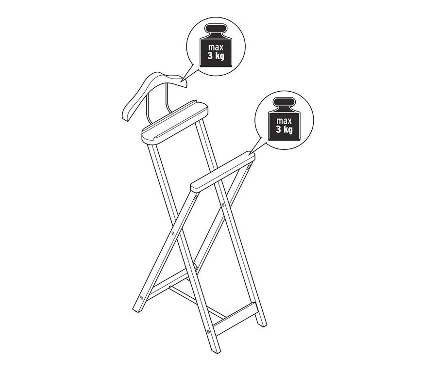 Ilustracja białego składanego wieszaka na ubrania.