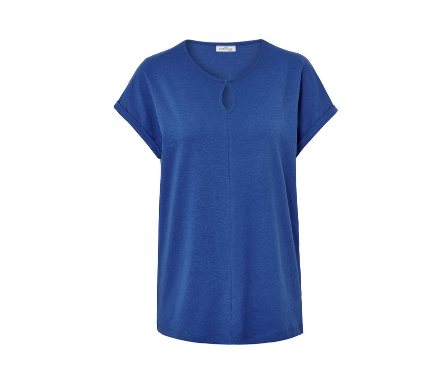 Niebieska bluzka z mieszanki bawełny i lnu.