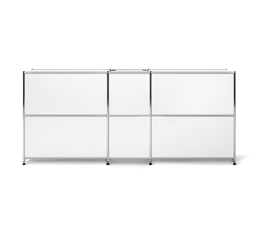 Biała metalowa szafka typu sideboard »CN3« z 4 klapami.