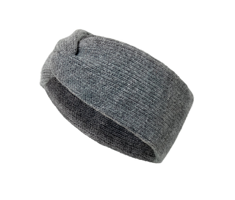 Szara opaska na głowę.