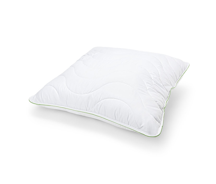 Biała poduszka irisette® greenline z węglem aktywnym Dacron® na białym tle.