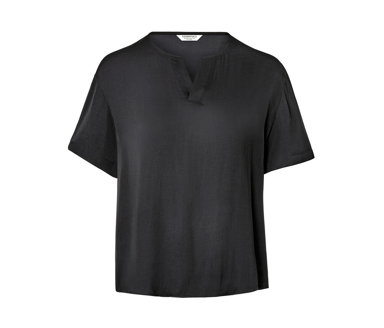 Czarna satynowa bluzka tunika.