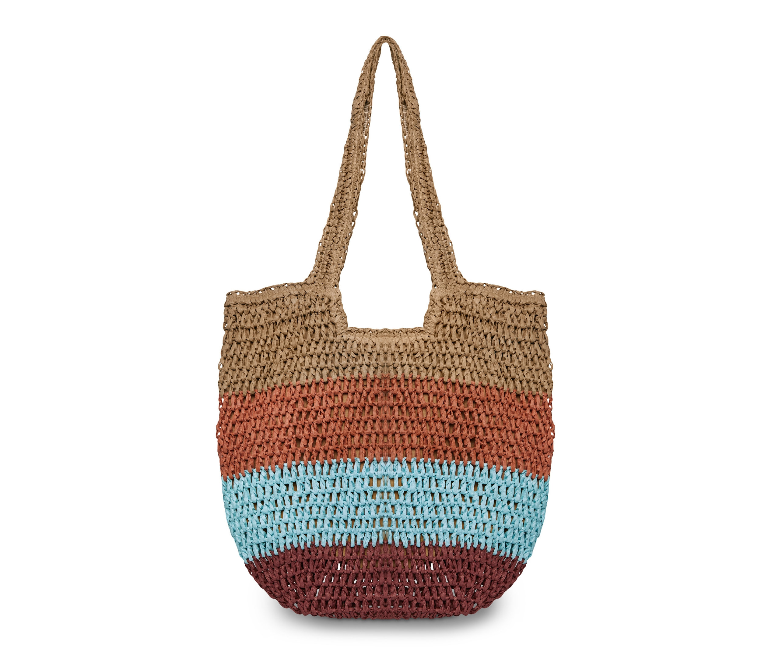 Tchibo - Pleciona torba - kolor: niebieski/brązowy