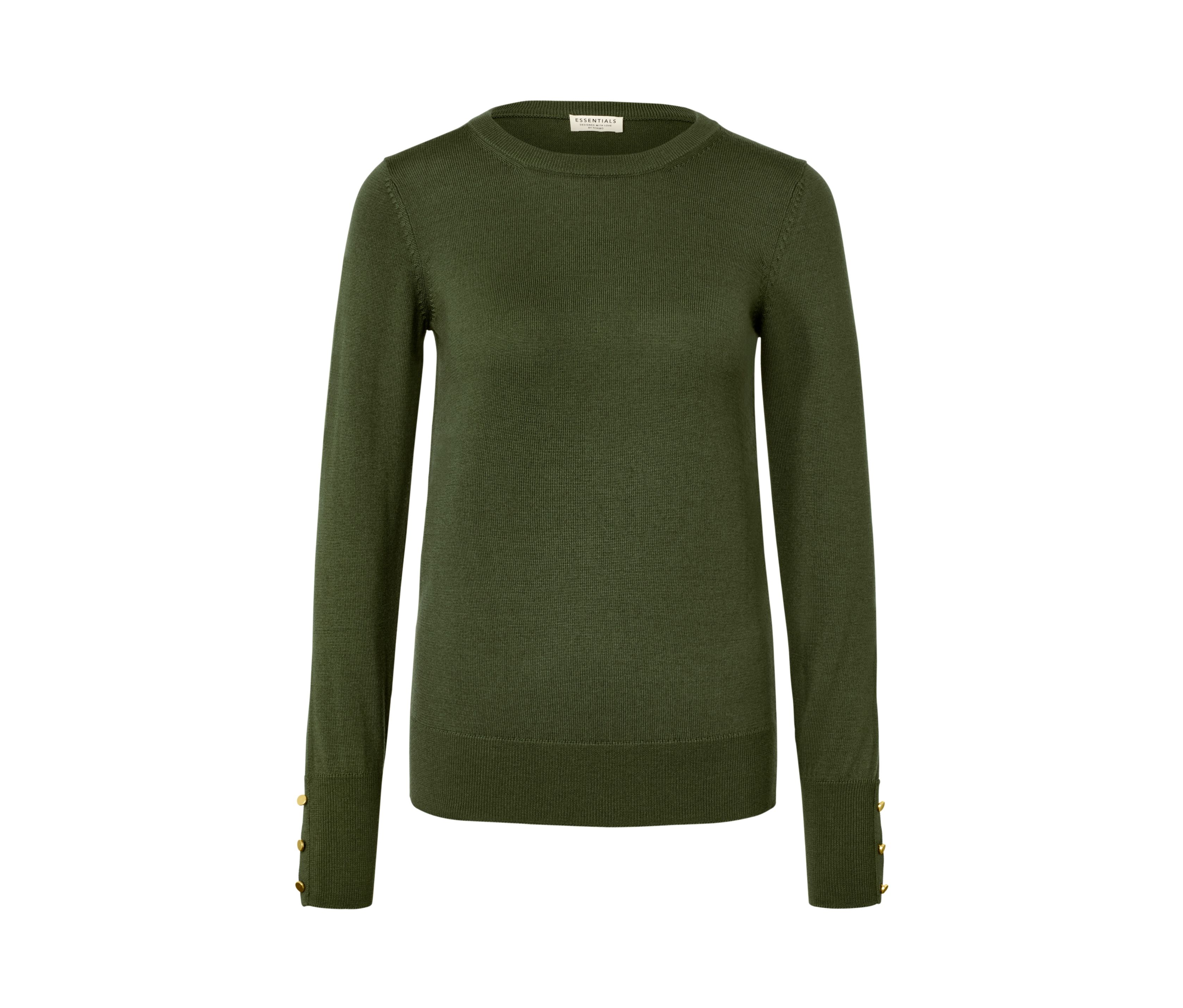 Tchibo - Sweter z delikatnej dzianiny z wełną merino, zielony