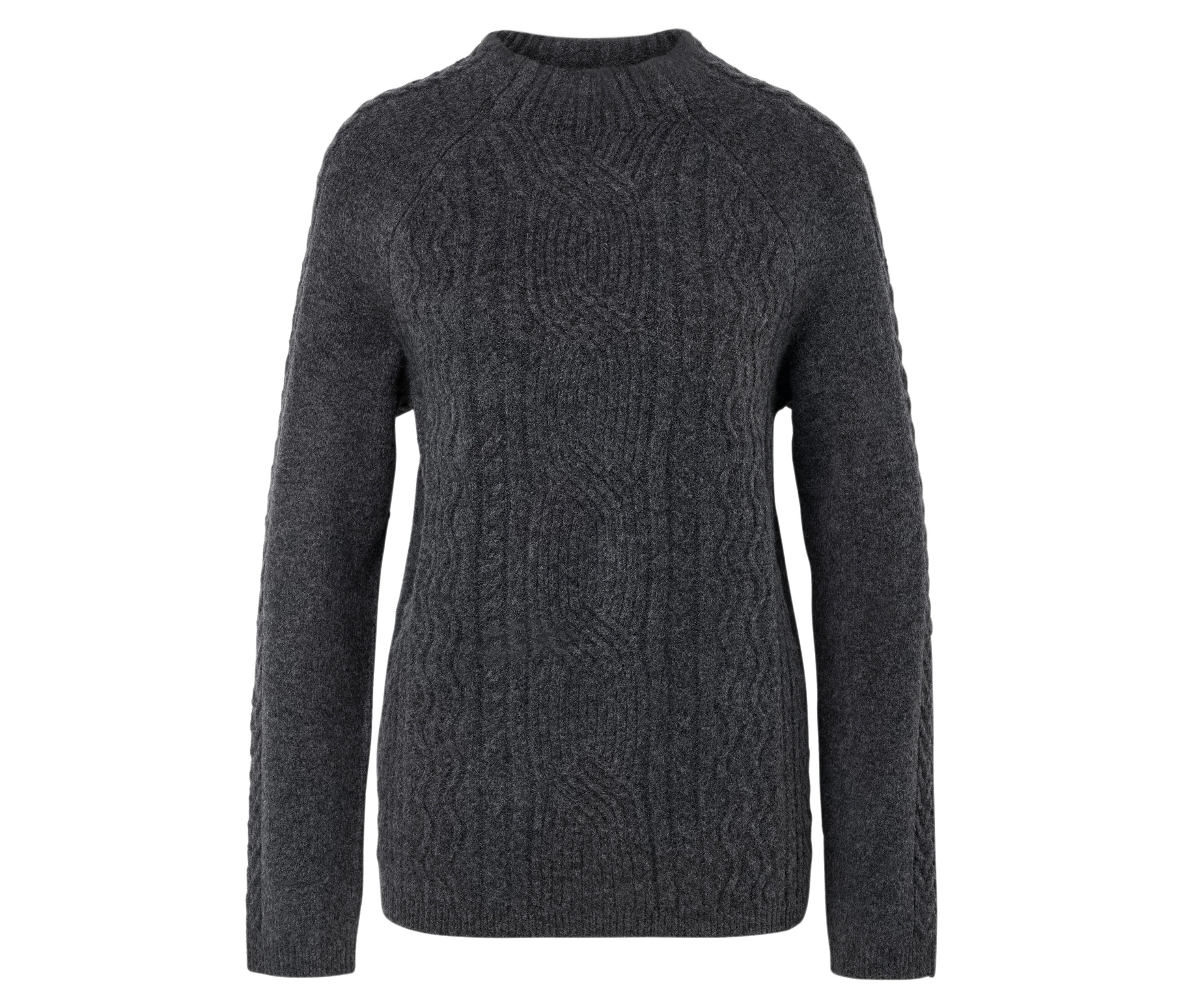 Tchibo - Sweter o grubym splocie z warkoczowym wzorem, szary