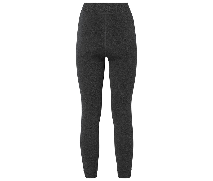 Ciemnoszare legginsy z wysokim stanem z tyłu.