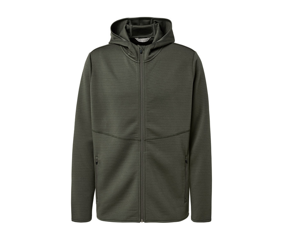 Funkcyjna bluza w kolorze khaki z zamkiem błyskawicznym i kapturem.