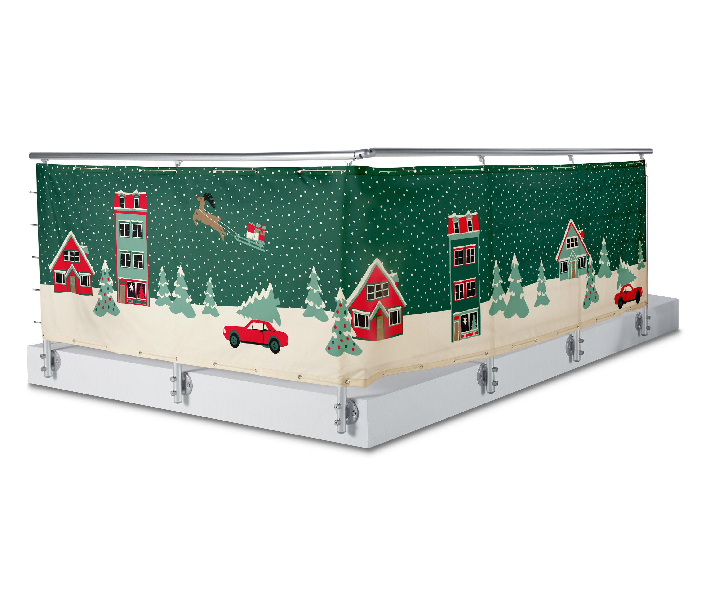 Tchibo - Osłona balkonowa ze świątecznym motywem - kolor: biały/zielony