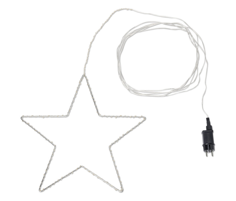 Podświetlana gwiazda z kablem i wtyczką.