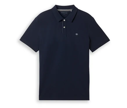 Rozłożona koszulka polo Tom Tailor z dzianiny pique, Sky Captain Blue, z krótkimi rękawami i guzikami.
