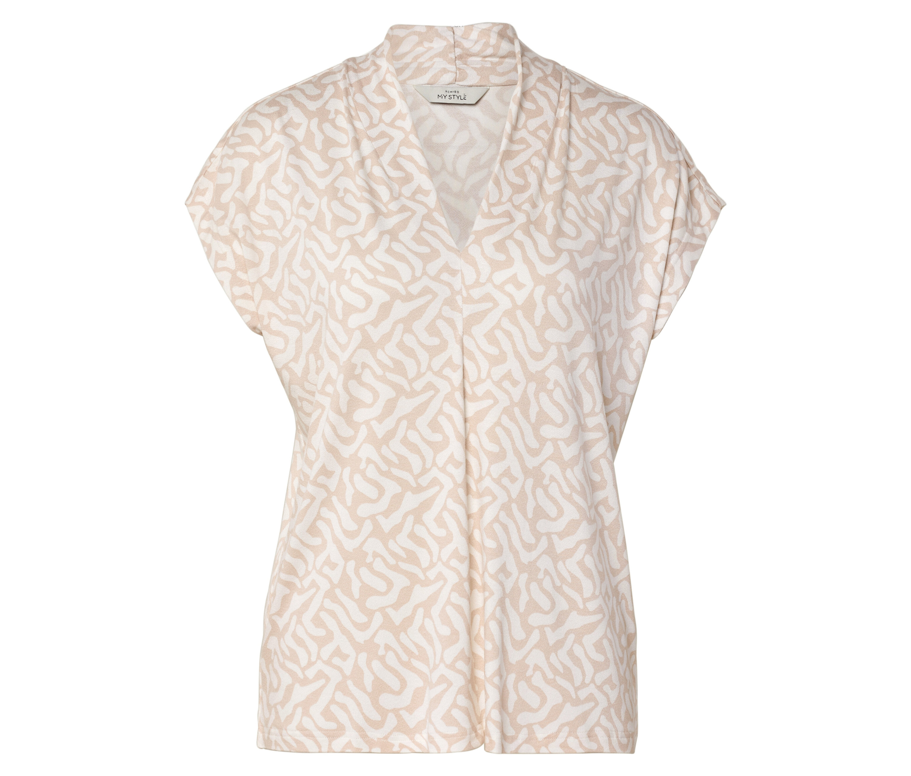 Tchibo - Bluzka z dekoltem w serek- biały/beżowy/z nadrukiem