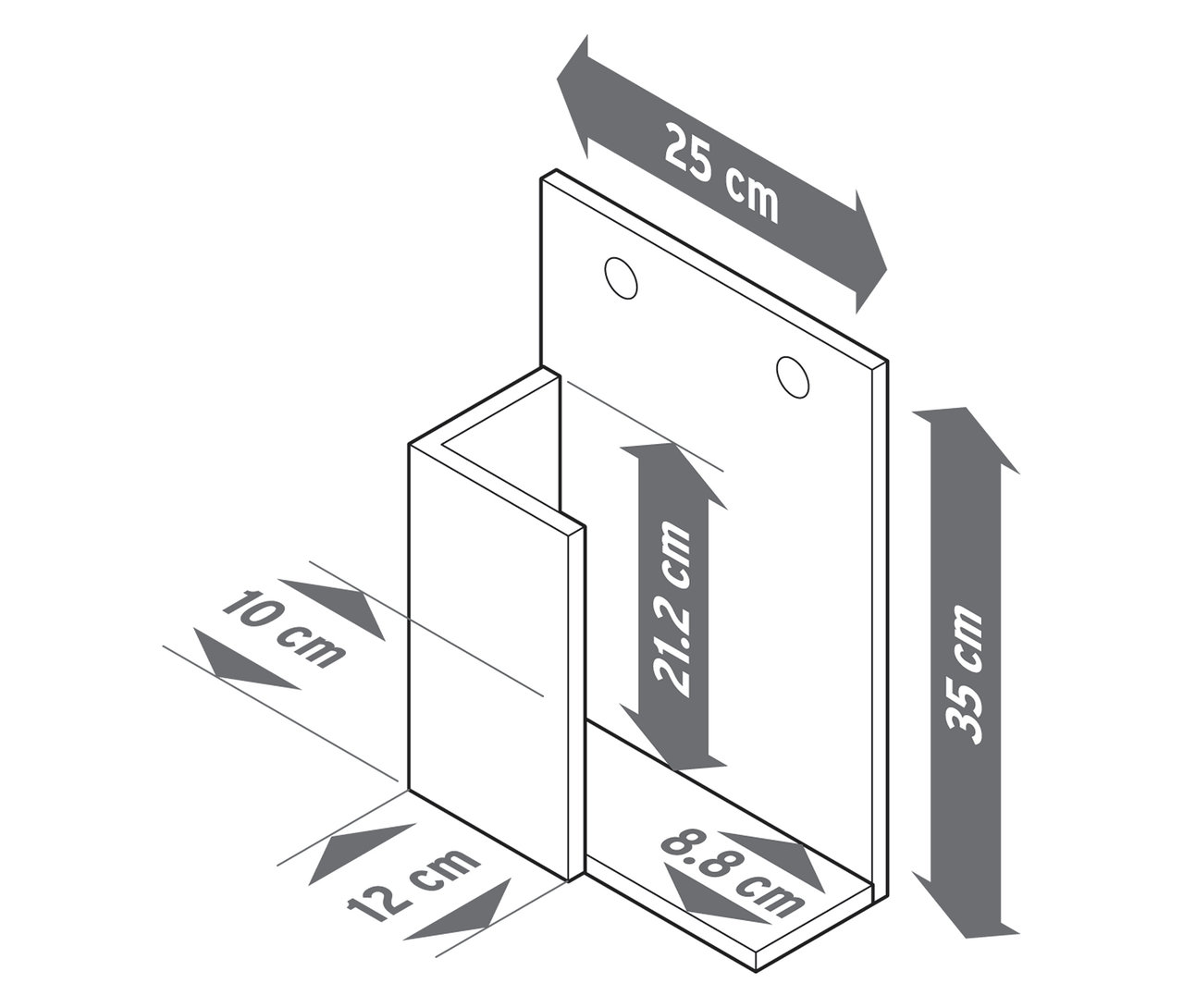 Ilustracja zestawu 3 półek z litego drewna z wymiarami.