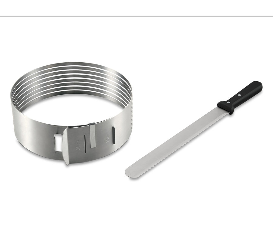Regulowany rant stalowy do krojenia biszkoptu z nożem cukierniczym.