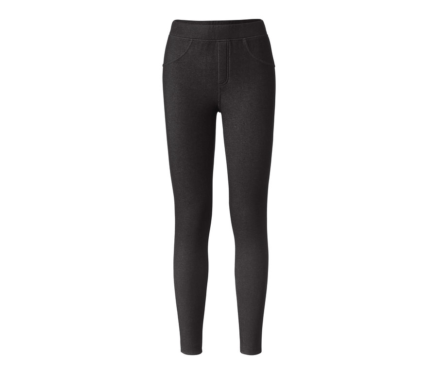 Czarne legginsy na podszewce stylizowane na dżinsy.