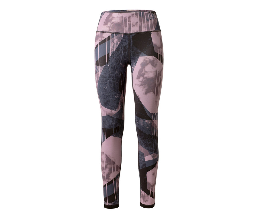 Dwustronne legginsy sportowe z abstrakcyjnym wzorem.