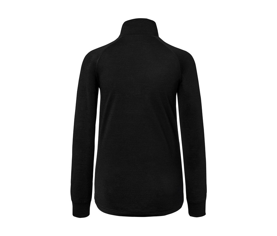 Czarna koszulka funkcyjna z długim rękawem z wełny merino.