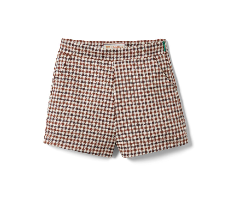 Tkane szorty z zawartością miękkiej wiskozy w kratę.