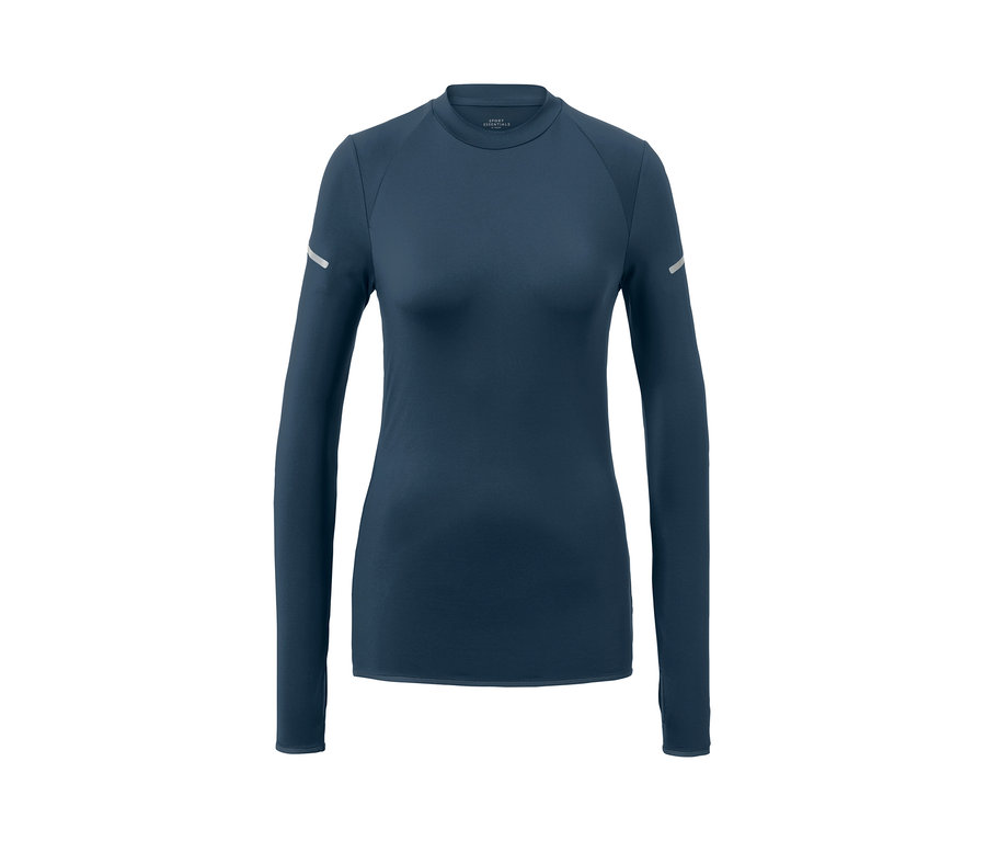 Granatowa koszulka funkcyjna z długim rękawem na białym tle.