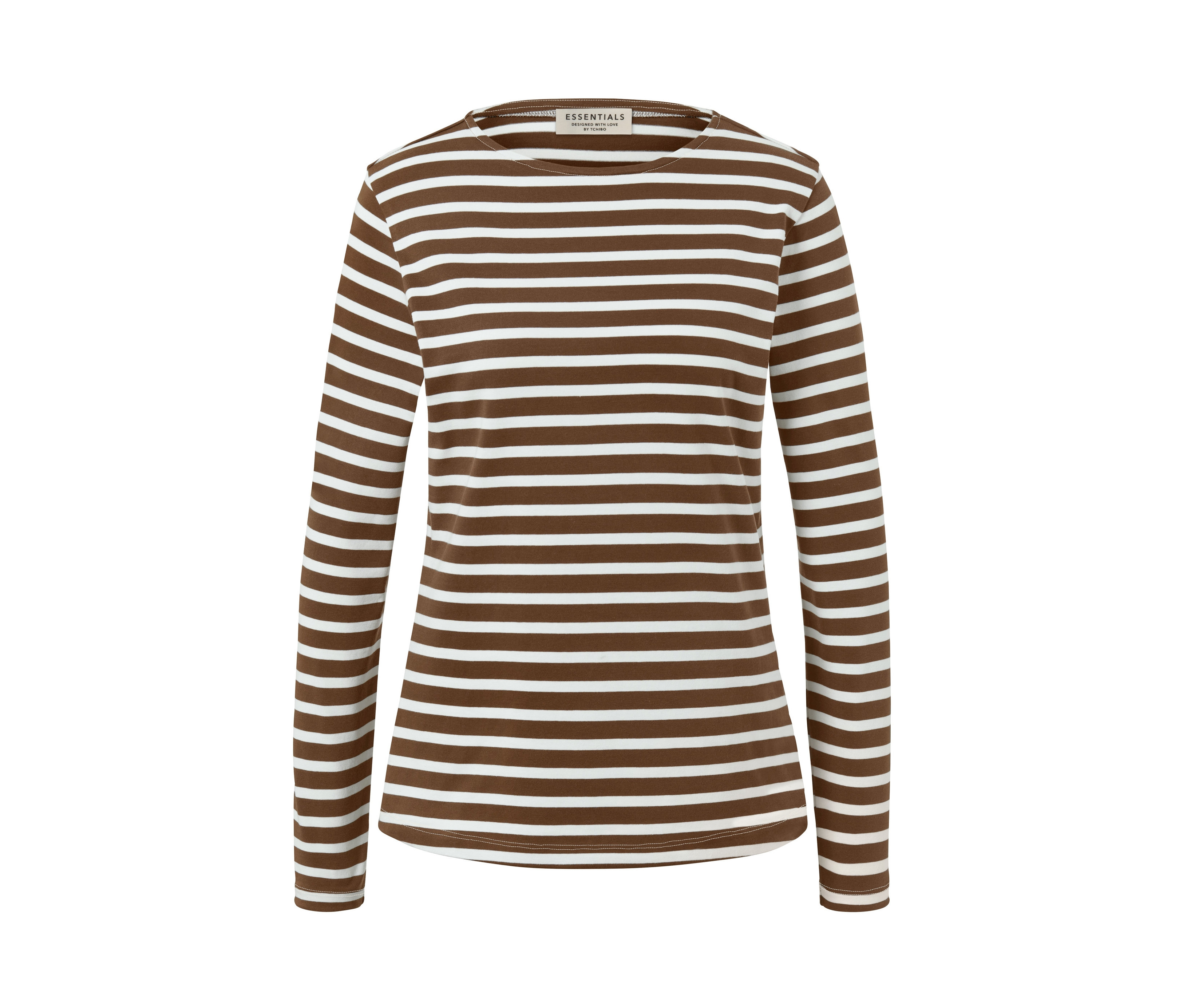 Tchibo - Bluzka z długim rękawem w paski, biały/brązowy