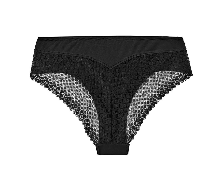 Czarne figi brazylijskie z koronką, z 4 par.