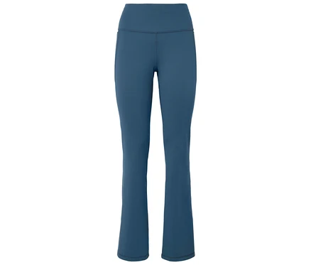 Niebieskie legginsy bootcut z wysokim stanem.