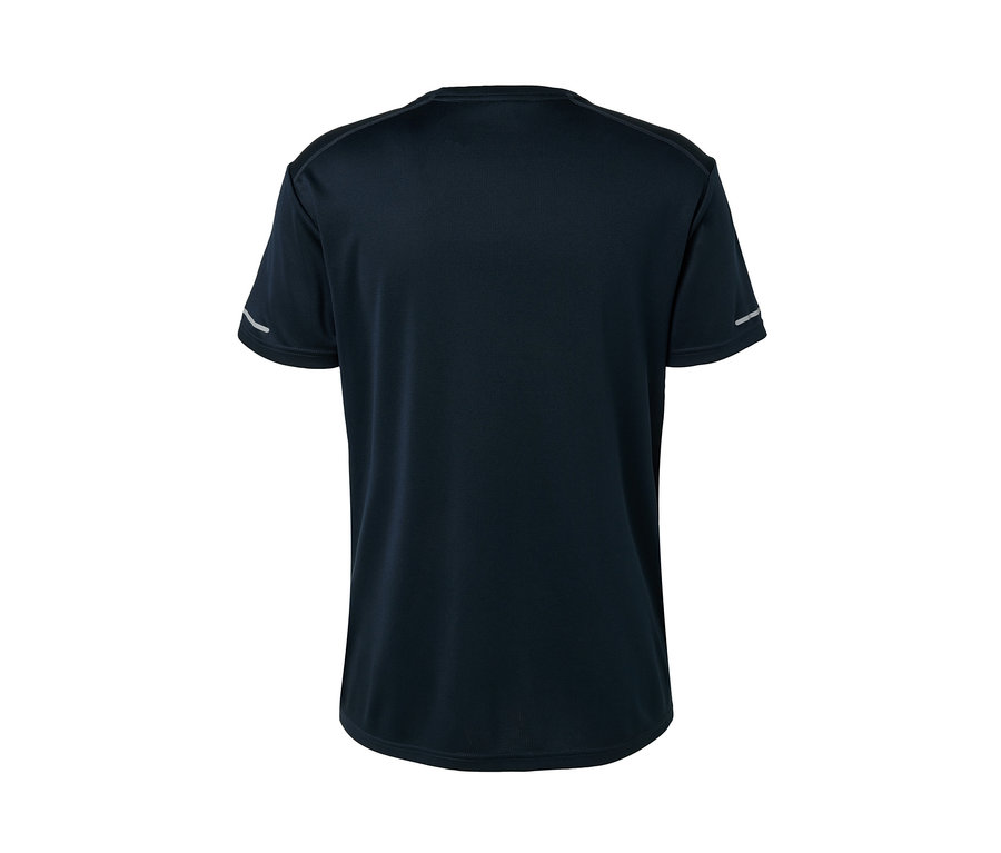 Granatowa koszulka funkcyjna z krótkim rękawem.