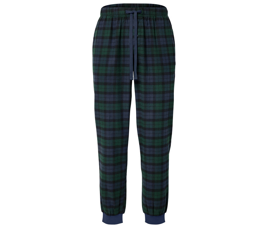 Koszulkowe spodnie od piżamy w kratę ze sznurkiem w kolorze granatowym.