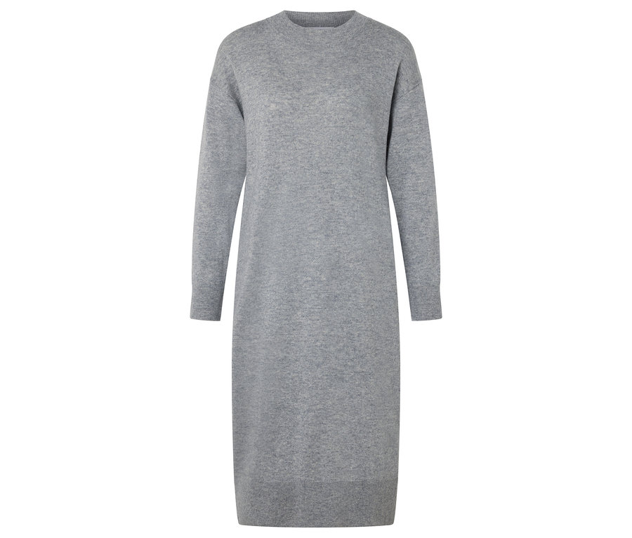 Szara sukienka z kaszmirem.