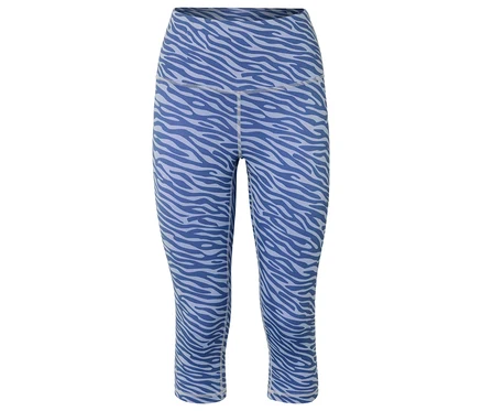 Niebieskie wzorzyste legginsy.