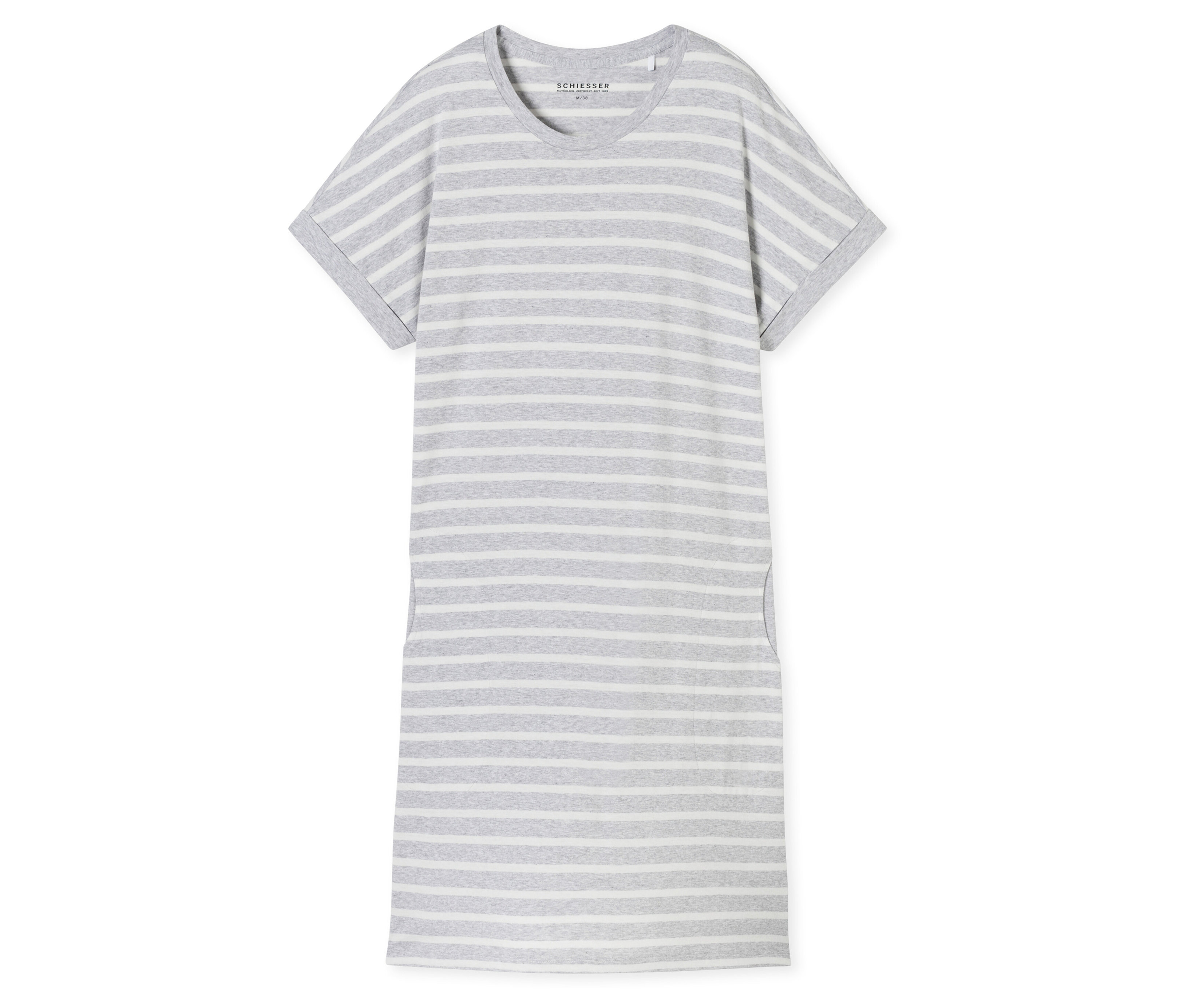 Koszulka nocna z krótkim rękawem Schiesser- szary/w paski