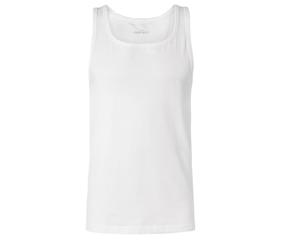 Biały podkoszulek z prostym dekoltem.