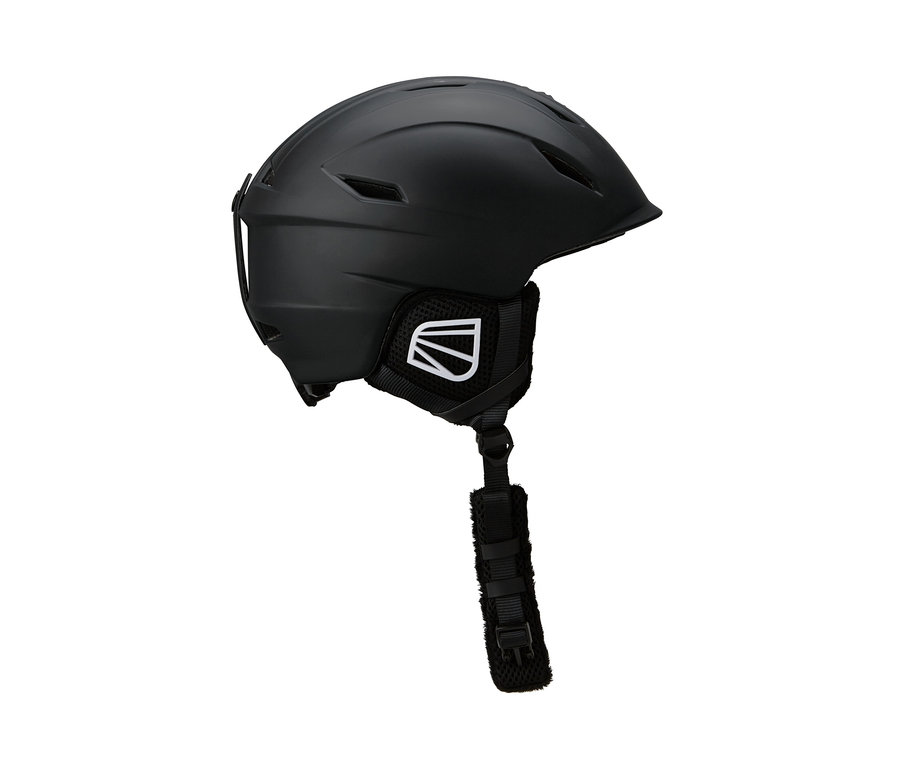 Czarny kask wykonany w technologii in-mould.
