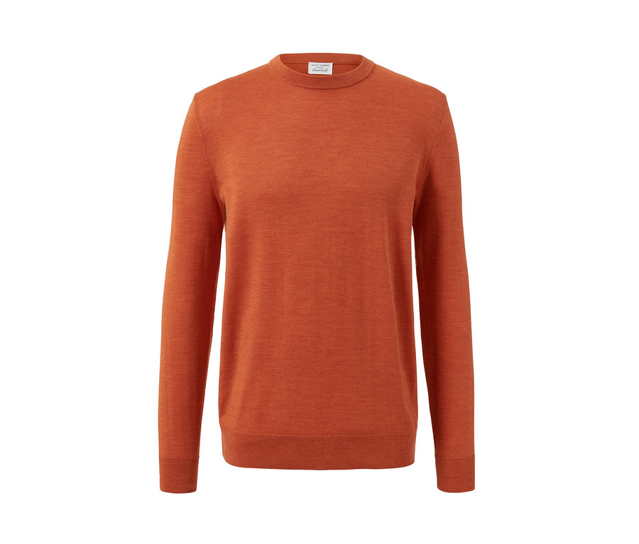 Pomarańczowy sweter z wełny merino.